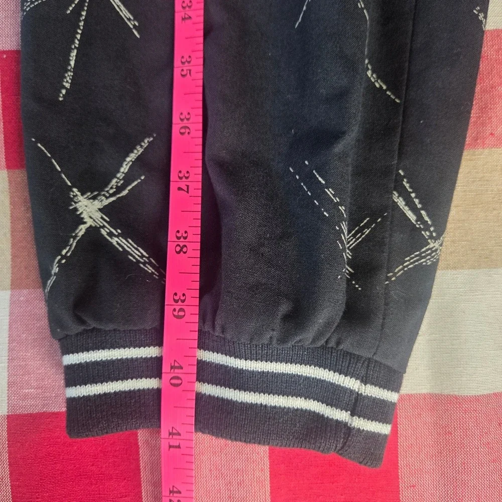 Vtg 90s Le Coq Sportif Joggers M Black Geometric Star Print Blokecore Track Pant
